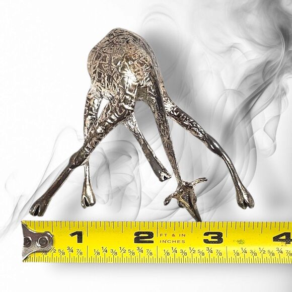 Vintage Giraffe Silvertone Statement Necklace & Brooch Set 3D Safari Jewelry - Picture 12 of 13